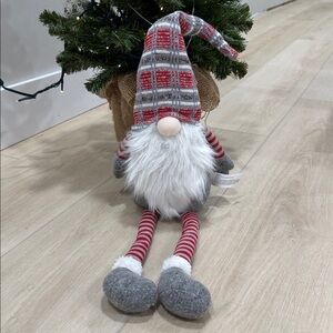 Plaid Gnome Plush with Striped Legs